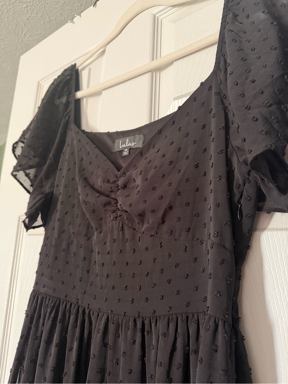 Lulu's Black Textured Swiss Dot Maxi Dress